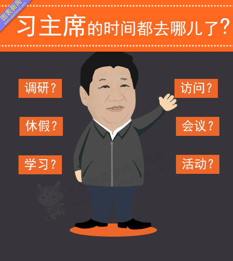 千龙网图表新闻《习主席的时间都去哪儿了?》中出现了习近平的漫画形象。